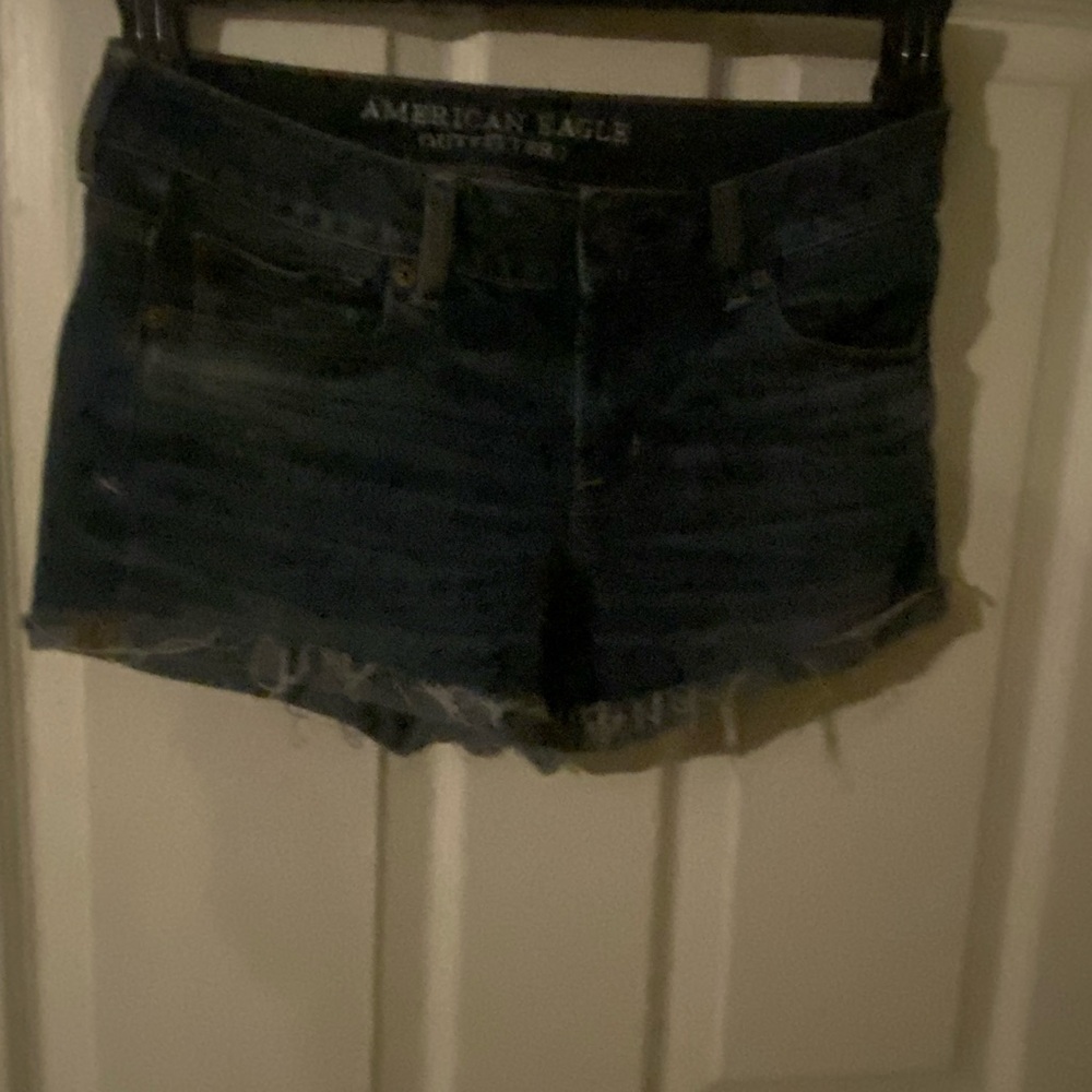 American Eagle Outfitters Blue Jean Shorts Distressed Hem